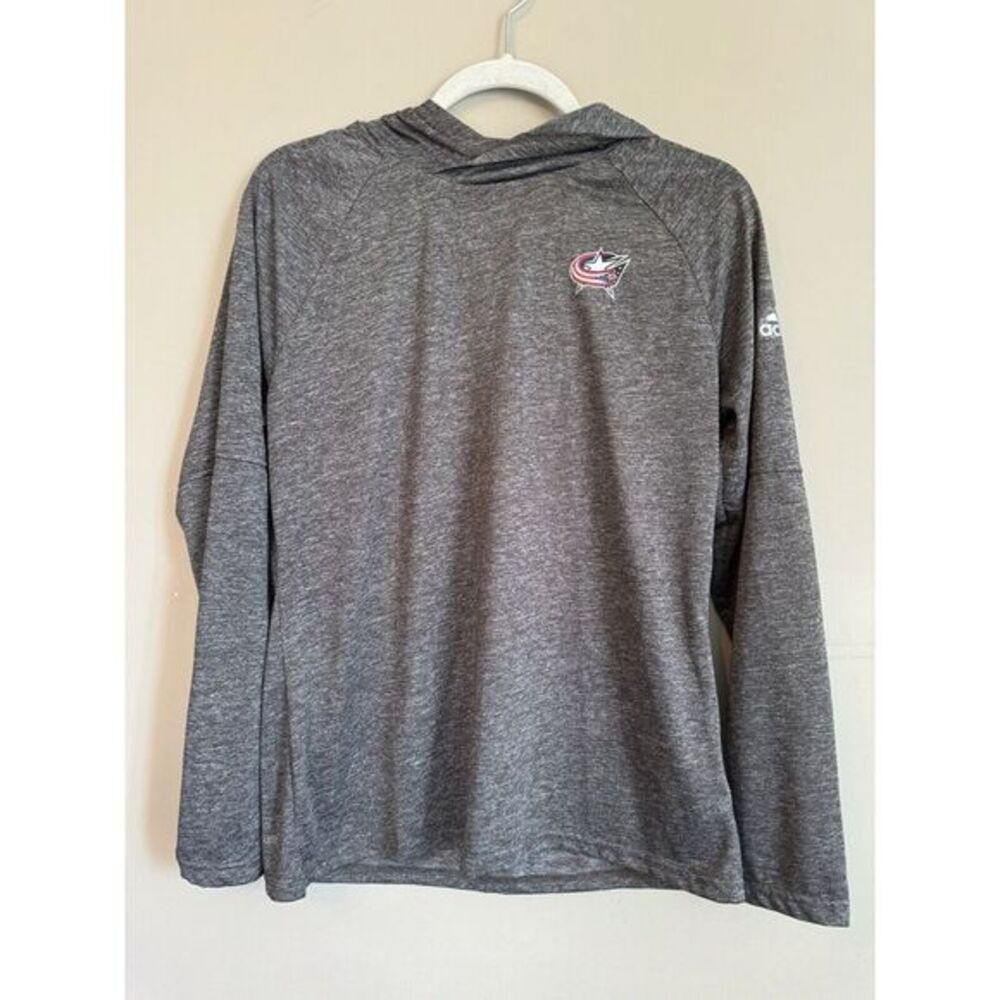 NWT Adidas Womens Columbus Blue Jacket Hooded Great Drifit Shirt‎ Large